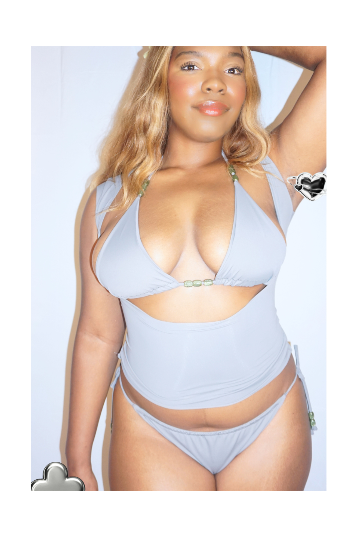 Moonstone Bikini | Grey Three-Piece Swimsuit