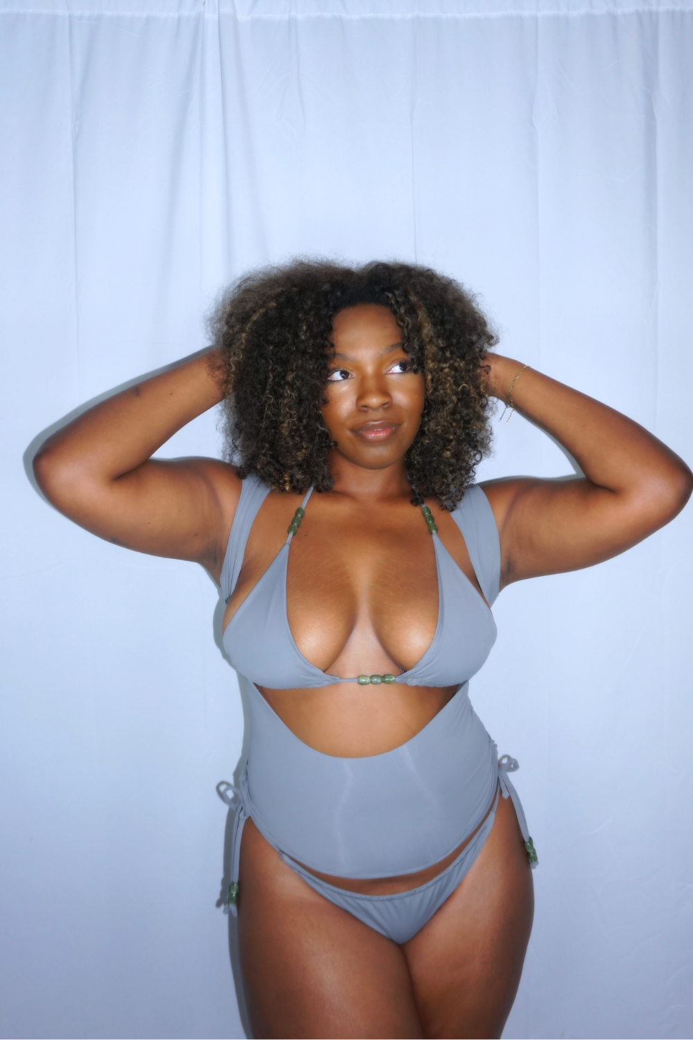 Moonstone Bikini | Grey Three-Piece Swimsuit