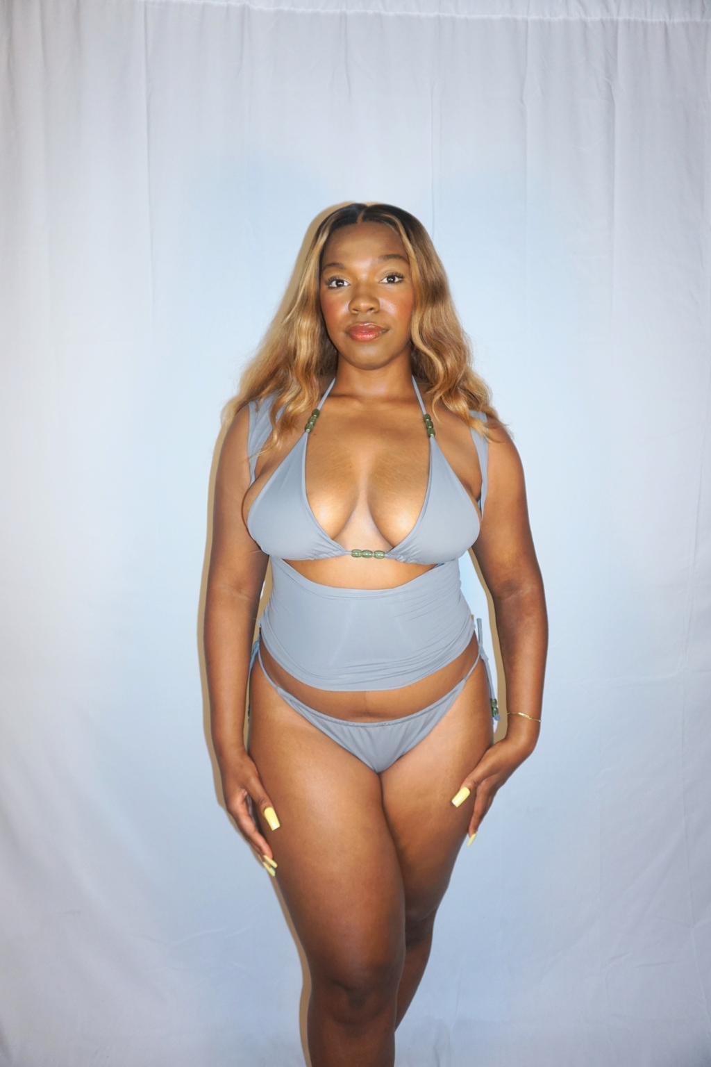 Moonstone Bikini | Grey Three-Piece Swimsuit